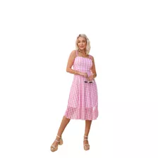 Vestido Midi Feminino Elegante Xadrez