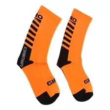 Medias De Ciclismo Giro Naranja Flúo Con Letras Negras.