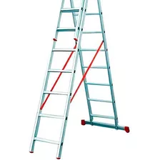 Escalera Extensa Triple De Aluminio 3 X 9 Esc0709 Botafogo Color Plateado