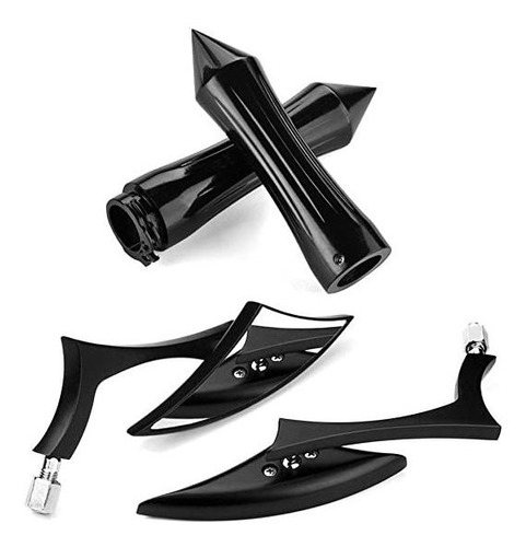 Pair Of Custom Blade Side Rearview Mirrors + Black Spike Ha. Foto 6