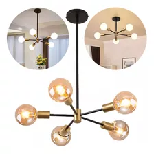 Lámpara De Techo Novzep Moderna Colgante Negro Y Dorado5luce