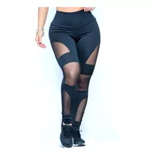 Calça Fitness Academia Conforto Fresquinha Recorte Tule 