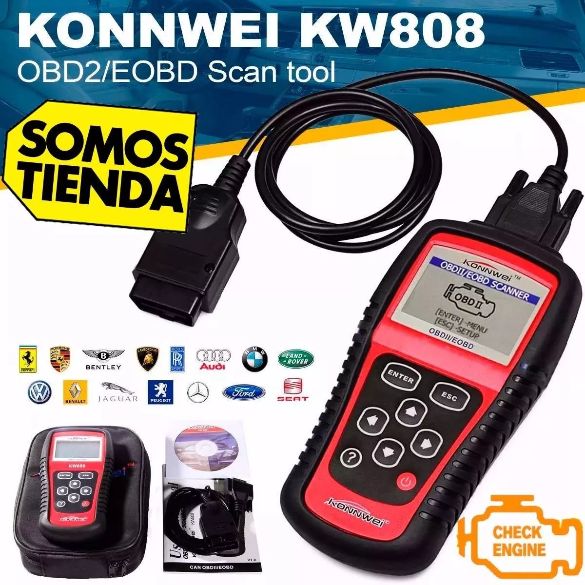 Konnwei Kw808 Obd2 Escáner Carro Código Obdii *soy Tienda*