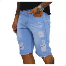 Bermuda Jeans Masculina Rasgada Desfiada Promoção