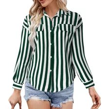 Camisas De Rayas De Manga Larga Moda Elegantes Para Mujer