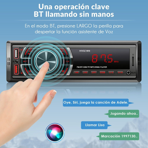 Auto Estereo Coche Reproductor Mp3 Radio Con Bt Aux Tf 2usb Foto 2