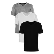 Kit 3 Camisas Camisetas Slimfit Masculina Básica Gola V