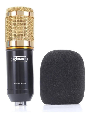 Microfone Knup Kp-m0010 Condensador  Cardióide E Unidirecional Preto/dourado
