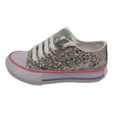 Zapatillas De Nena Con Glitter Plata Del 27 Al 34 Art 209