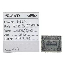 Lote1464 Italia Sello Eritrea 20c/15 Cent Año 1916 Sas# 46 