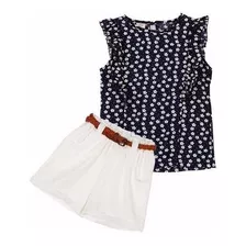 Conjunto Social Infantil Short + Cinto + Blusa