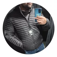 Campera Hombre Puffer Canelon Inflable Forrada Negra