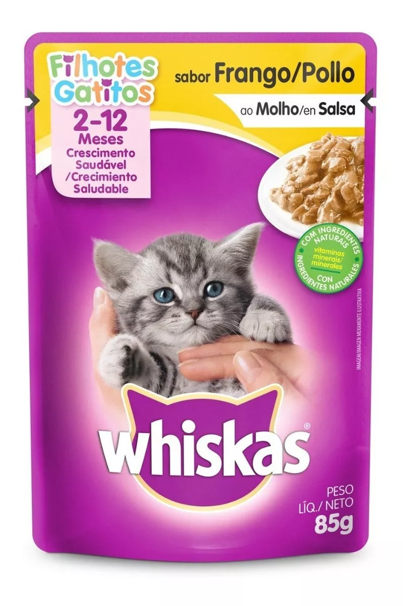 Alimento Whiskas Para Gato Desde Cedo Sabor Frango Em Saco De 85g