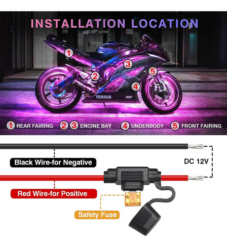 8 Kits De Luces Led Rgb Para Motocicleta Con Control De Apli Foto 7