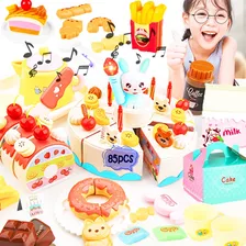  85pcs Juguete Cocina Pastel Cumpleaños Niños Con Luz Sonido