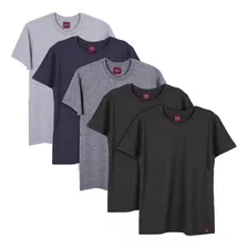 Kit 5 Camisetas Plus Size Masculinas Básicas Algodão Premium