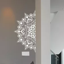 Adesivo Parede Porta Decorativo Mandala Cabeceira Yoga Medit Cor Branco