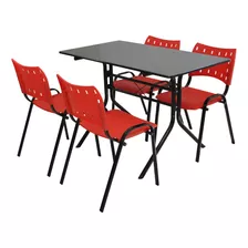Jogo Mesa Moema 1,20x70 + 4 Cadeiras Iso Vermelha