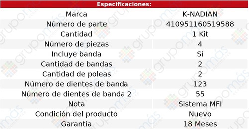 Kit Distribucion Banda Wagon L4 2.4l 87 Al 90 K-nadian Foto 3