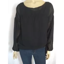 Blusa Preta Feminina Manga Bufante