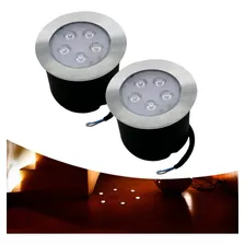 Kit 2 Balizador Spot Led Embutir Chão Piso Jardim 5w Quente