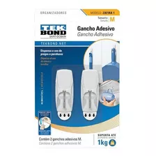 Ganchos Adhesivos Plástico Metal Zafira 1kg 2un. Tekbond