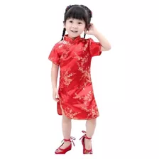  Vestido Infantil Com Estampa Flor De Cerejeira - Vermelho