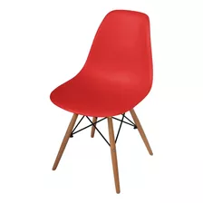 Cadeira Para Escritório Pé De Madeira Anima Eames Vermelha Cor Vermelho