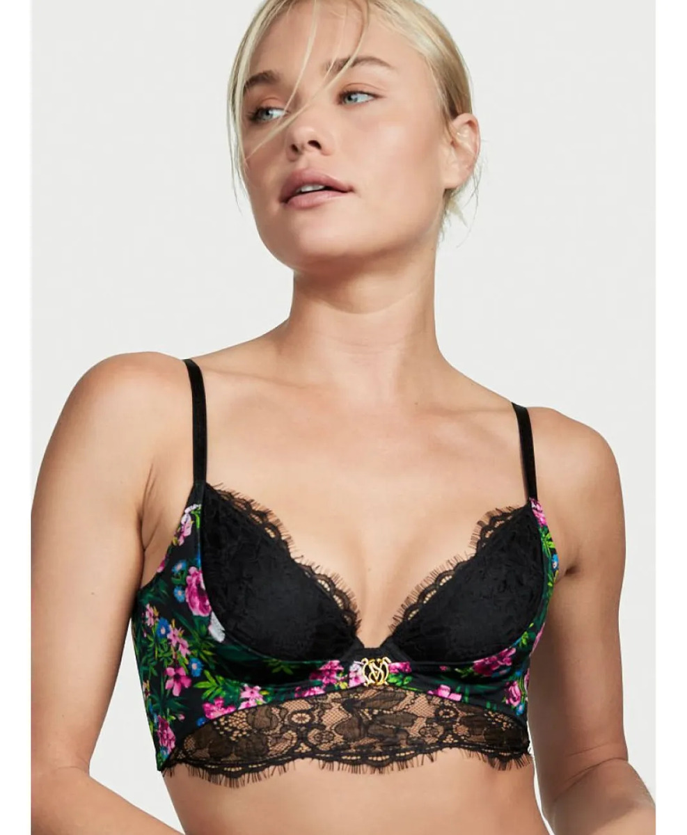 Corpiño Victoria S Secret Floral Encaje Original Importado Negro Xs