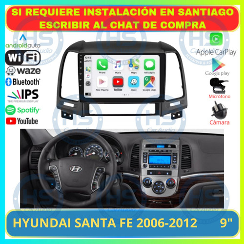 Radio 9 PuLG Android Auto Carplay Hyundai Santa Fe 2006-2012 Foto 2