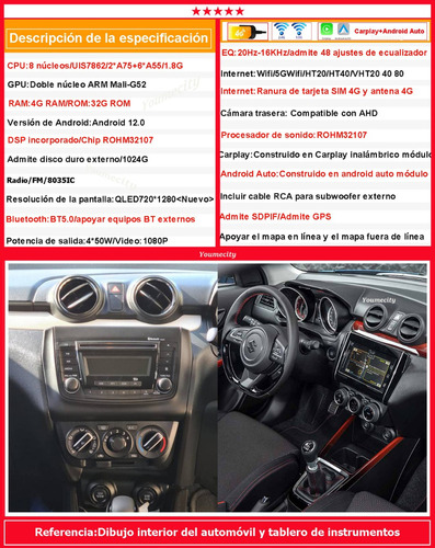 Auto Radio Estreo Android Gps Para Suzuki Swift 2018-2023 Foto 2
