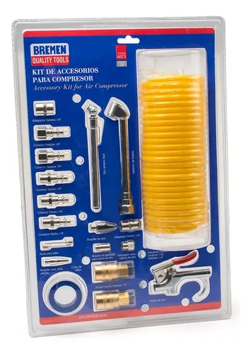 Kit Accesorios Compresor Bremen 20pz Manguera Inflado Acople Rapido Cod. 6673 Dgm
