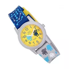 Reloj Infantil Gris Para Hombre Con Pulsera Azul Y Amarilla Q&q