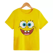 Camiseta Camisa Manga Curta Infantil Bob Esponja Algodão