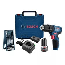 Combo Taladro Percutor Bosch Gsb 120-li + Puntas Y Brocas Color Azul Petróleo