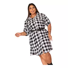 Vestido Chemise Xadrez Feminino Plus Size