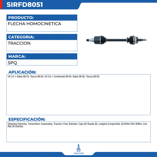 Flecha Homocintica Mercury Sable 1986-2003 V6 3.0 Foto 2