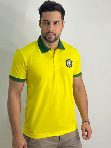 Camisa Brasil Seleção Brasileira Gola Polo Amarelo Promoção 