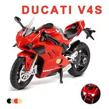 Ducati V4s Miniatura Moto Metálica Con Luz Y Sonido 1:12