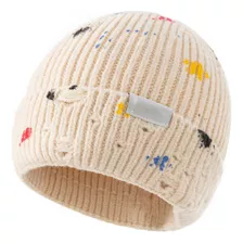 Gorra De Lana Cálida Para Niños Y Niñas, Teñida Con Puntos P