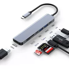 Adaptador Hub Usb Tipo C 7 Em 1 Macbook Carregamento Hdmi 4k