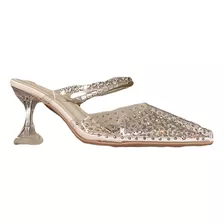 Sandalias De Tacón Alto De Cristal Transparente Para Mujer