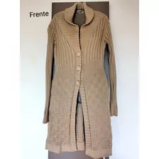 Casaco Sobretudo Cardigan De Lã Na Cor Nude Tamanho P 36/42