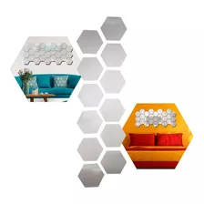 Pack X12 Vinilo Espejo Pared Adhesivo Hexagonal Decorativo