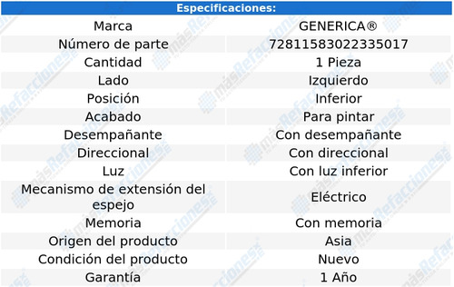 Espejo Izquierdo Inf Elect Fusion De 2013 A 2016 Genrica Foto 2