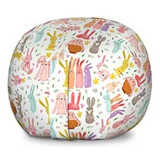 Ambesonne Bunny Storage Toy Bag Chair, Divertidos Animales D