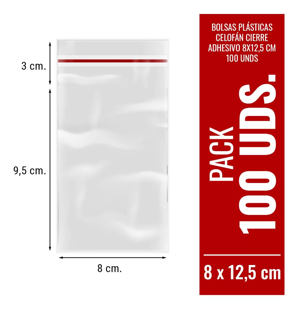 Bolsas Plasticas Celofán Adhesivas 8x15 Cm 100 Unds