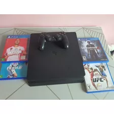 Console Playstation 4 Slim 1tb - Sony Cor Preto (ps4) - Usado + Jogos