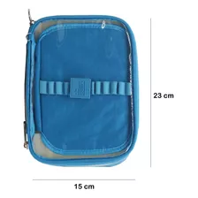 Estojo Organizador Box Professora Pvc Grande Escolar Azul