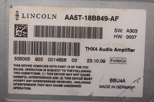 10 Lincoln Mkt Radio Thx Amplifier Aa5t-18b849-af Used # Qqh Foto 2